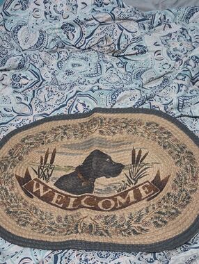 Welcome Black Labrador Braided Door Mat